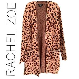 Rachel Zoe Size Medium Leopard Print Super Soft Long Sweater Cardigan